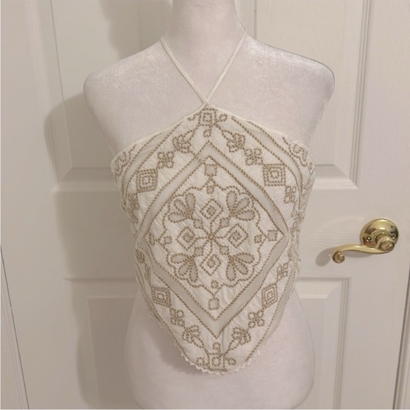 Anthropologie Bare Embroidered Halter Top NWT Size 8 - Picture 9 of 11
